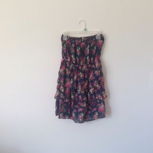 Deb's Strapless Floral Dress Ruffles Size L